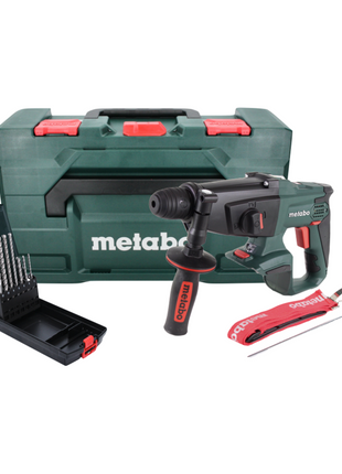 Metabo KHA 18 LTX Akku Kombihammer 18 V 2,2 J SDS Plus + 7 tlg. P4P SDS plus Steinbohrer Set + metaBOX - ohne Akku, ohne Ladegerät