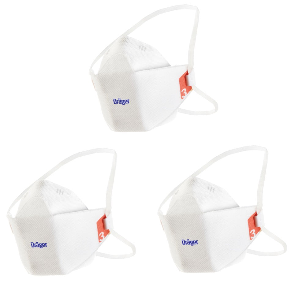 Dräger X-plore 1930 Atemschutzmaske ohne Ventil 3 Stück EN149:2001 FFP3 NR D Größe M/L