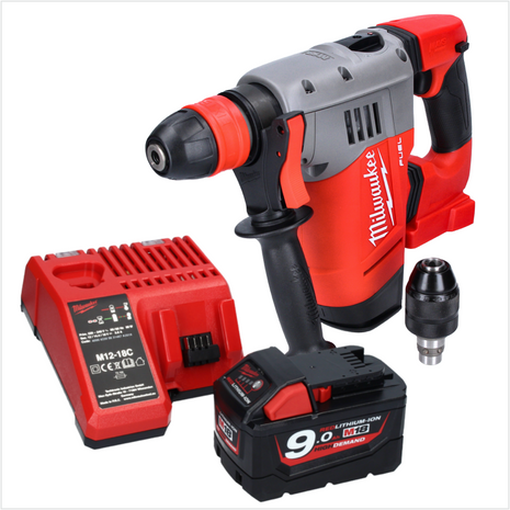 Martillo combinado a batería Milwaukee M18 CHPX-901 18 V 4,0 J SDS Plus Brushless + 1x batería 9,0 Ah + cargador