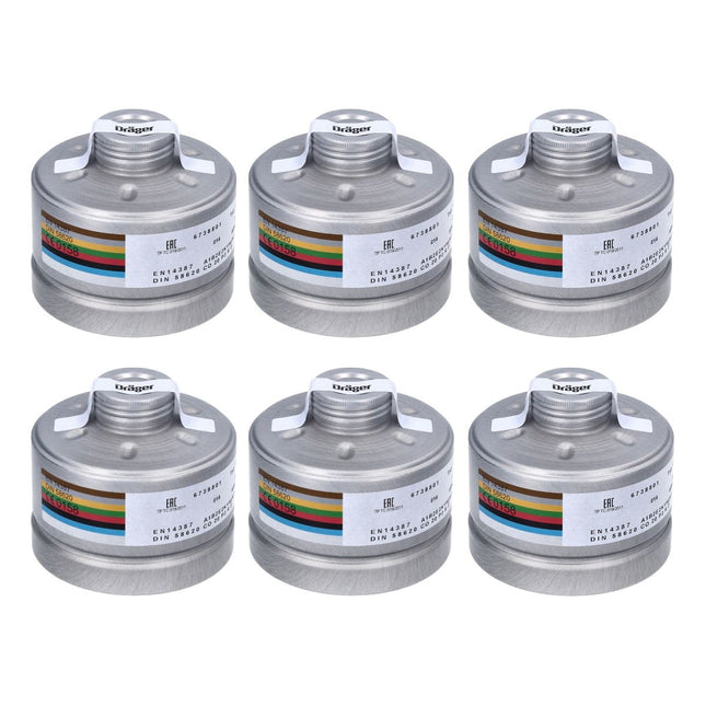 Dräger X-plore Rd40 Atemschutzfilter 6x A1B2E2K1 Hg CO NO-P3 RD ( 6x 6738801 ) EN148-1 für X-plore 6000 Vollmaske und Halbmasken X-plore 4000