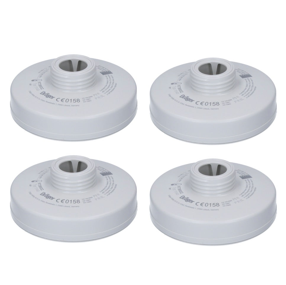 Dräger Rd40 Partikel Filter Set 4x P3 R ( 4x 6738932 ) für Vollmasken X-plore 6000 und Halbmasken X-plore 4000