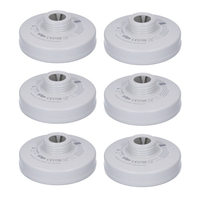 Dräger Rd40 Partikel Filter Set 6x P3 R ( 6x 6738932 ) für Vollmasken X-plore 6000 und Halbmasken X-plore 4000