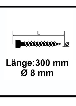 Tornillo SPAX IN.FORCE 8,0 x 300 mm 100 piezas (2x 1221010803005) Torx T-STAR Plus T40 culata totalmente roscada Broca WIROX CUT