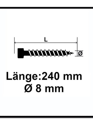 SPAX IN.FORCE Schraube 8,0 x 240 mm 100 Stk. ( 2x 1221010802405 ) Torx T-STAR Plus T40 Vollgewinde Zylinderkopf WIROX CUT Bohrspitze