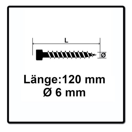 SPAX IN.FORCE Schraube 6,0 x 120 mm 500 Stk. ( 5x 1211010601205 ) Torx T-STAR Plus T30 Vollgewinde Zylinderkopf WIROX 4CUT Bohrspitze
