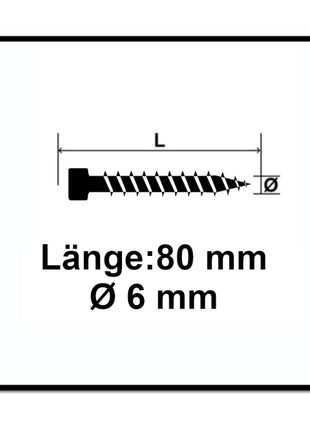 SPAX IN.FORCE Schraube 6,0 x 80 mm 1000 Stk. ( 5x 1211010600805 ) Torx T-STAR Plus T30 Vollgewinde Zylinderkopf WIROX 4CUT Bohrspitze