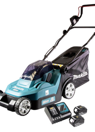 Makita DLM 432 RT2 Akku Rasenmäher 36 V ( 2x 18 V ) 43 cm Brushless + 2x Akku 5,0 Ah + Ladegerät