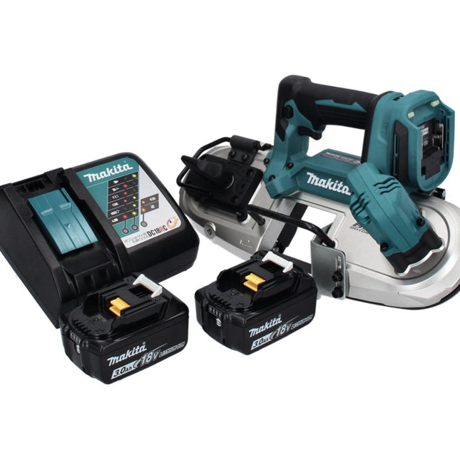 Makita DPB 183 RF akumulatorowa piła taśmowa 18 V 66 mm bezszczotkowa + 2x akumulator 3,0 Ah + ładowarka
