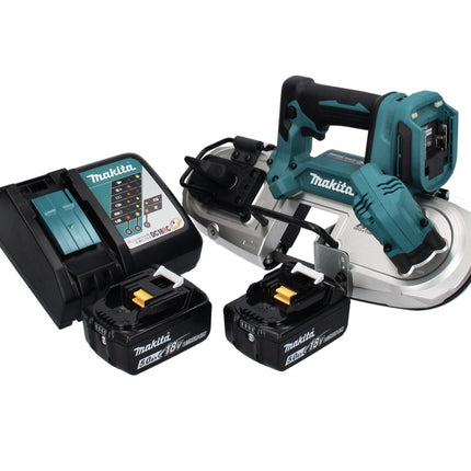Makita DPB 183 RT akumulatorowa piła taśmowa 18 V 66 mm bezszczotkowa + 2x akumulator 5,0 Ah + ładowarka