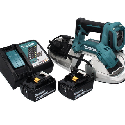 Makita DPB 183 RG akumulatorowa piła taśmowa 18 V 66 mm bezszczotkowa + 2x akumulator 6,0 Ah + ładowarka