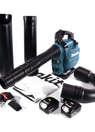 Makita DUB 363 G2V Akku Gebläse / Laubsauger 36 V ( 2x 18 V ) Brushless + Absaug Set + 2x Akku 6,0 Ah - ohne Ladegerät