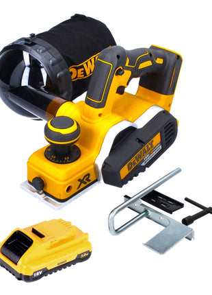 Cepilladora a batería DeWalt DCP 580 N 18 V 82 mm sin escobillas + bolsa recogepolvo DWV 9390 + 1x batería 3,0 Ah - sin cargador