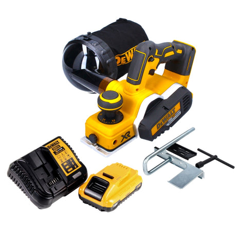 Cepilladora a batería DeWalt DCP 580 L1 18 V 82 mm sin escobillas + bolsa para el polvo DWV 9390 + 1x batería 3,0 Ah + cargador