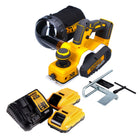 Cepilladora a batería DeWalt DCP 580 L2 18 V 82 mm sin escobillas + bolsa para el polvo DWV 9390 + 2x baterías 3,0 Ah + cargador