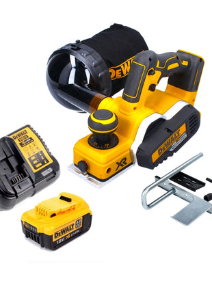 Cepilladora a batería DeWalt DCP 580 M1 18 V 82 mm sin escobillas + bolsa para el polvo DWV 9390 + 1x batería 4,0 Ah + cargador