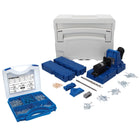 KREG Jig K5 Bohrschablone ( K5-EUR-SYS ) Taschenloch Holzverbindungssystem + Bohrschablone K5 + Sockel + Zubehör + 675 tlg. Schrauben Set + Systainer