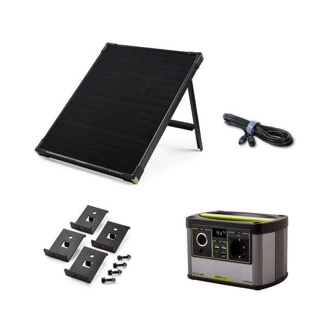Goal Zero Yeti 200X Portable Power Station - 230 V 13 Ah + Boulder 50 Solarpanel 22 V 50 W 3,5 A + 4,5 Meter Verlängerungskabel + Boulder Montagekit