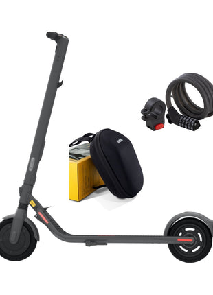 Ninebot by Segway KickScooter E25D E- Trottinette électrique 300 W 20 km/h + KickScooter Serrure à combinaison  +KickScooter Sacoche avant pour guidon