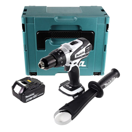 Makita DDF 458 G1J W perceuse-visseuse sans fil 18 V 91 Nm blanc + 1x batterie 6,0 Ah + Makpac - sans chargeur