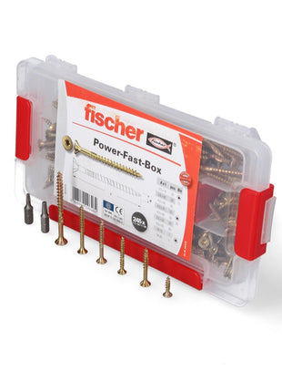 Fischer Power-Fast Box Set - 2x 245 Pièces 3,5 - 5 mm (2x 667005) tête fraisée avec double filetage Torx, galvanisé, passivé jaune