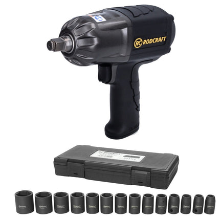 Rodcraft RC2277 Schlagschrauber 1300 Nm 1/2" + RS4114 Stecknuss Set 14 tlg. 10 - 27 mm