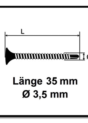 SPAX GIX-D Schnellbauschrauben 3,5 x 35 mm 2000 Stk ( 2x 1991170350356 ) Bohrspitze Phosphatiert Vollgewinde Trompetenkopf Kreuzschlitz H2