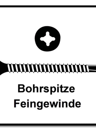 SPAX GIX-D Schnellbauschrauben 3,5 x 35 mm 2000 Stk ( 2x 1991170350356 ) Bohrspitze Phosphatiert Vollgewinde Trompetenkopf Kreuzschlitz H2