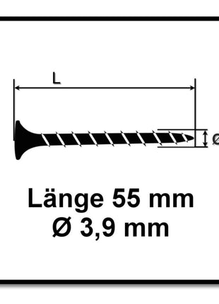 SPAX GIX-B Schnellbauschrauben 3,9 x 55 mm 5000 Stk ( 5x 1891170390556 ) Vollgewinde Trompetenkopf Nadelspitze Kreuzschlitz H2