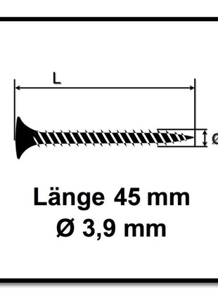 SPAX GIX-A tornillos para paneles de yeso 3,9 x 45 mm 2000 piezas (2x 1091170390456) rosca completa cabeza de trompeta ranura en cruz H2 punta de aguja fosfatada