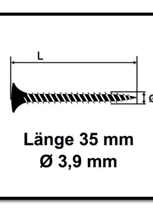 SPAX GIX-A Schnellbauschrauben 3,9 x 35 mm 5000 Stk ( 5x 1091170390356 ) Feingewinde Vollgewinde Trompetenkopf Kreuzschlitz H2 Nadelspitze Phosphatiert