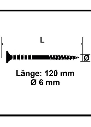 SPAX Justierschraube 6,0 x 120 mm 500 Stück ( 5x 161010601205 ) Justiergewinde mit Halterillen Flachkopf T-STAR Plus 4Cut WIROX