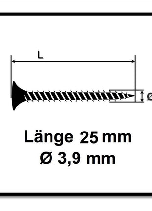 SPAX GIX-A Schnellbauschrauben 3,9 x 25 mm 5000 Stk ( 5x 1091170390256 ) Vollgewinde Trompetenkopf Kreuzschlitz H2 Nadelspitze Phosphatiert