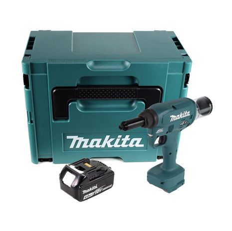 Makita DRV 250 M1J remachadora a batería 18 V 20 kN sin escobillas + 1x batería 4,0 Ah + Makpac - sin cargador