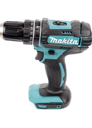 Makita DHP 482 STMX Perceuse-visseuse à percussion sans fil 18 V 62 Nm + Scie sauteuse DJV 180 + Meuleuse d'angle DGA 504 125 mm + 2x Batteries 5,0 Ah + Chargeur + Makbox Maxi + Planche à roulettes