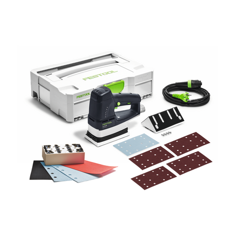 Festool LS 130 EQ-Plus Linearschleifer DUPLEX 260 Watt 133 x 80 mm + 1x Selbstbau Kit Profilschuh + 200x Schleifstreifen + Systainer