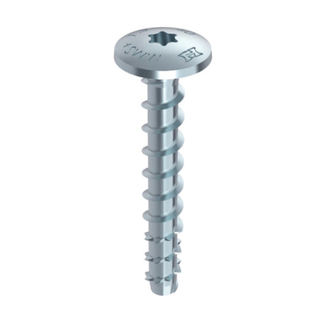 HECO MULTI MONTI plus MS anclaje de tornillo 7,5 x 35 mm 100 piezas (49827) tornillo para hormigón cabeza redonda plana T-Drive galvanizado azul A2K