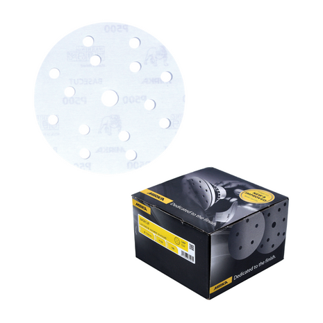 Discos de lijado Mirka BASECUT 150 mm P500 200 piezas (2x 2261109951) Agarre 15 agujeros