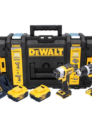 DeWalt DCK 266 P2T Pack Combo sans fil 18V: 1x DCD 796 Perceuse à percussion + 1x DCF 887 Clé à chocs + 2x Batteries 5,0 Ah + Chargeur + TSTAK