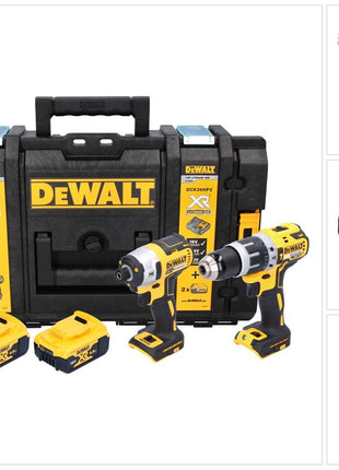 DeWalt DCK 266 P2T Pack Combo sans fil 18V: 1x DCD 796 Perceuse à percussion + 1x DCF 887 Clé à chocs + 2x Batteries 5,0 Ah + Chargeur + TSTAK