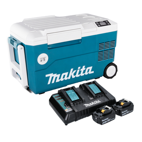 Makita DCW 180 PM Akku Kühl und Wärme Box 36 V ( 2x 18 V ) 20 L + 2x Akku 4,0 Ah + Doppelladegerät