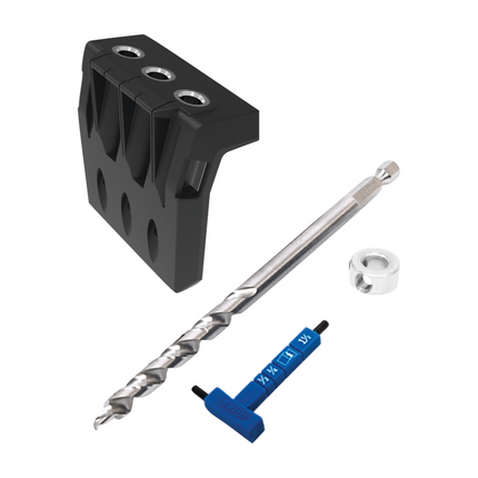 KREG Pocket Hole Jig 720 szablon do wiercenia otworów pod kieszeń + mikrowiertarka + wiertło stopniowe + bit + wkręty