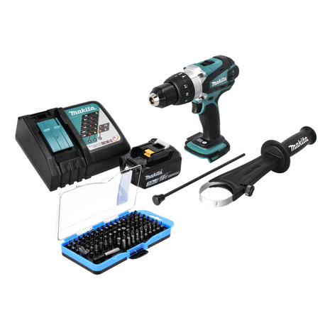 Makita DHP 458 RF1 Akku Schlagbohrschrauber 18 V 91 Nm + 1x Akku 3,0 Ah + Ladegerät + 100 tlg. Bit Set