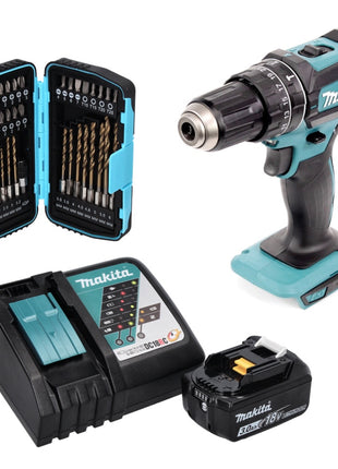 Makita DHP 482 RF1 Akku Schlagbohrschrauber 18 V 62 Nm + 1x Akku 3,0 Ah + Ladegerät + 40 tlg. Bit Bohrer Set