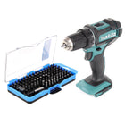 Makita DDF 482 Z Akku Bohrschrauber 18 V 62 Nm + 100 tlg. Bit Set - ohne Akku, ohne Ladegerät