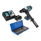 Makita DDF 458 RF1 taladro atornillador inalámbrico 18 V 91 Nm + 1x batería 3,0 Ah + cargador + juego de puntas 40 piezas