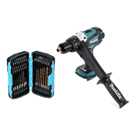 Makita DDF 458 Z Akku Bohrschrauber 18 V 91 Nm + 40 tlg. Bit Bohrer Set - ohne Akku, ohne Ladegerät