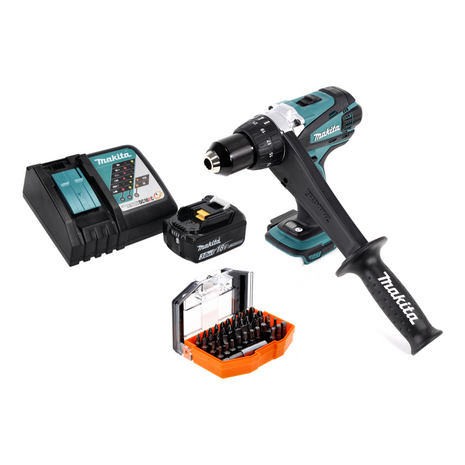 Makita DDF 458 RF1 Akku Bohrschrauber 18 V 91 Nm + 1x Akku 3,0 Ah + Ladegerät + 44 tlg. Bit Set