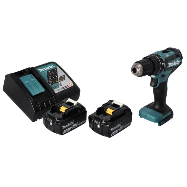 Makita DHP 485 RM akumulatorowa wiertarko-wkrętarka udarowa 18 V 50 Nm bezszczotkowa + 2x akumulator 4,0 Ah + ładowarka