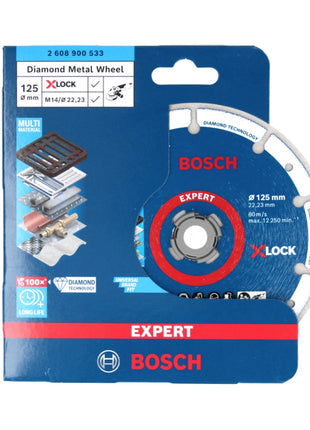 Bosch X-LOCK Diamant Metallscheiben Trennscheibe 125 x 22,23 mm ( 2608900533 ) Expert 1 Stk. für X-LOCK Winkelschleifer - Toolbrothers