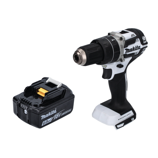 Makita DHP 484 G1 W akumulatorowa wiertarko-wkrętarka udarowa 18 V 54 Nm bezszczotkowa biała + 1x akumulator 6,0 Ah - bez ładowarki